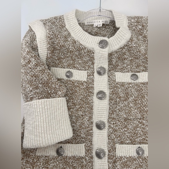 Veronica Beard Kaufman Knit Jacket In Ivory Brown Size XS Cardigan - Picture 7 of 12